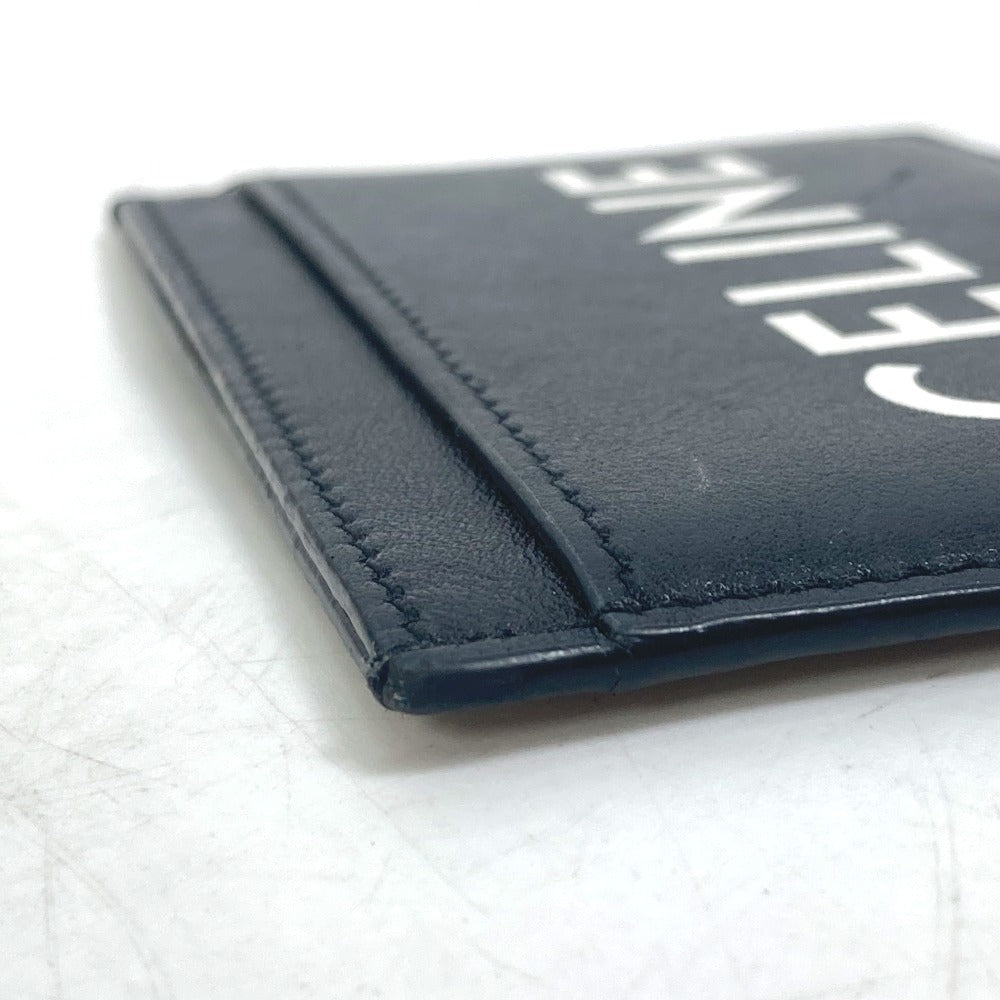 CELINE Card Case leather black Card holder logo mens Used