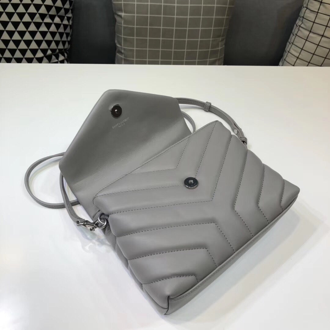 Yves Saint Laurent Loulou Mini Shoulder Bag Grey 7in/18cm