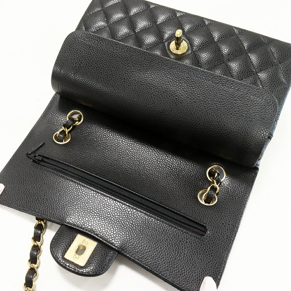 Chanel Grained Calfskin Classic Matelassé 2way Bag Black Gold Hardware A01113 Y01864 C3906
