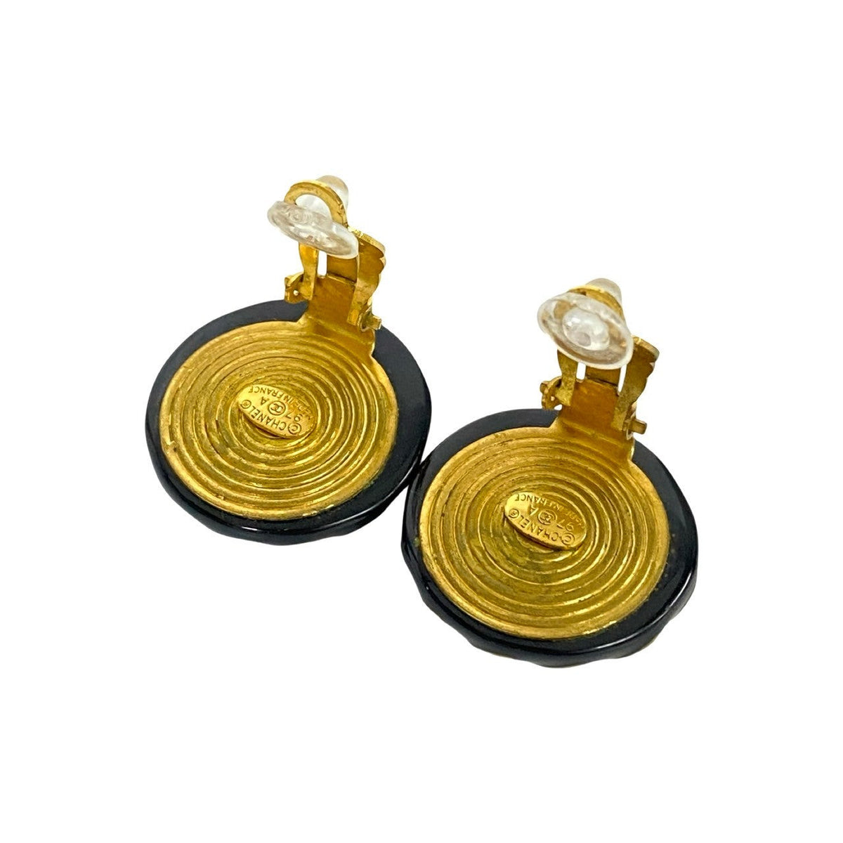 CHANEL Earring Gold Plated black
