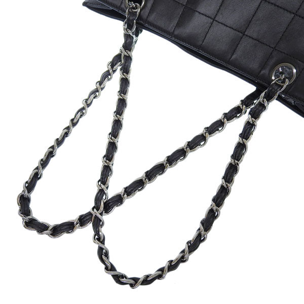 CHANEL Around 2005 Made Chocolate Bar Metal Clasp Chain Tote Bag Black