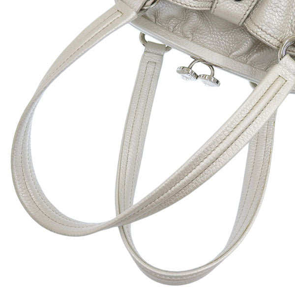 Celine Macadam Plate Metal Clasp Shoulder Bag Pearl White