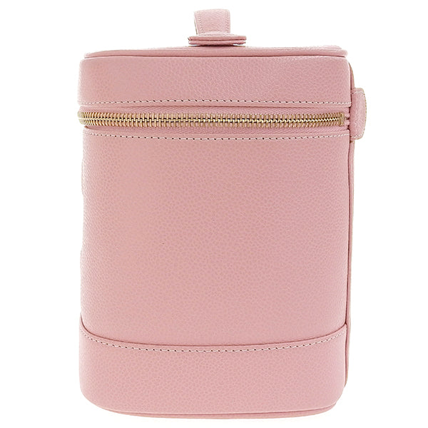 CHANEL Around 2004 Made Caviar Skin Cc Mark Stitch Vanity Soft Pink