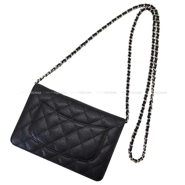 Chanel Chain wallet Coco mark Matelasse Shoulder Bag Noir (Black)/Bordeaux Graind Calf(Caviarskin) Silver HW A33814
