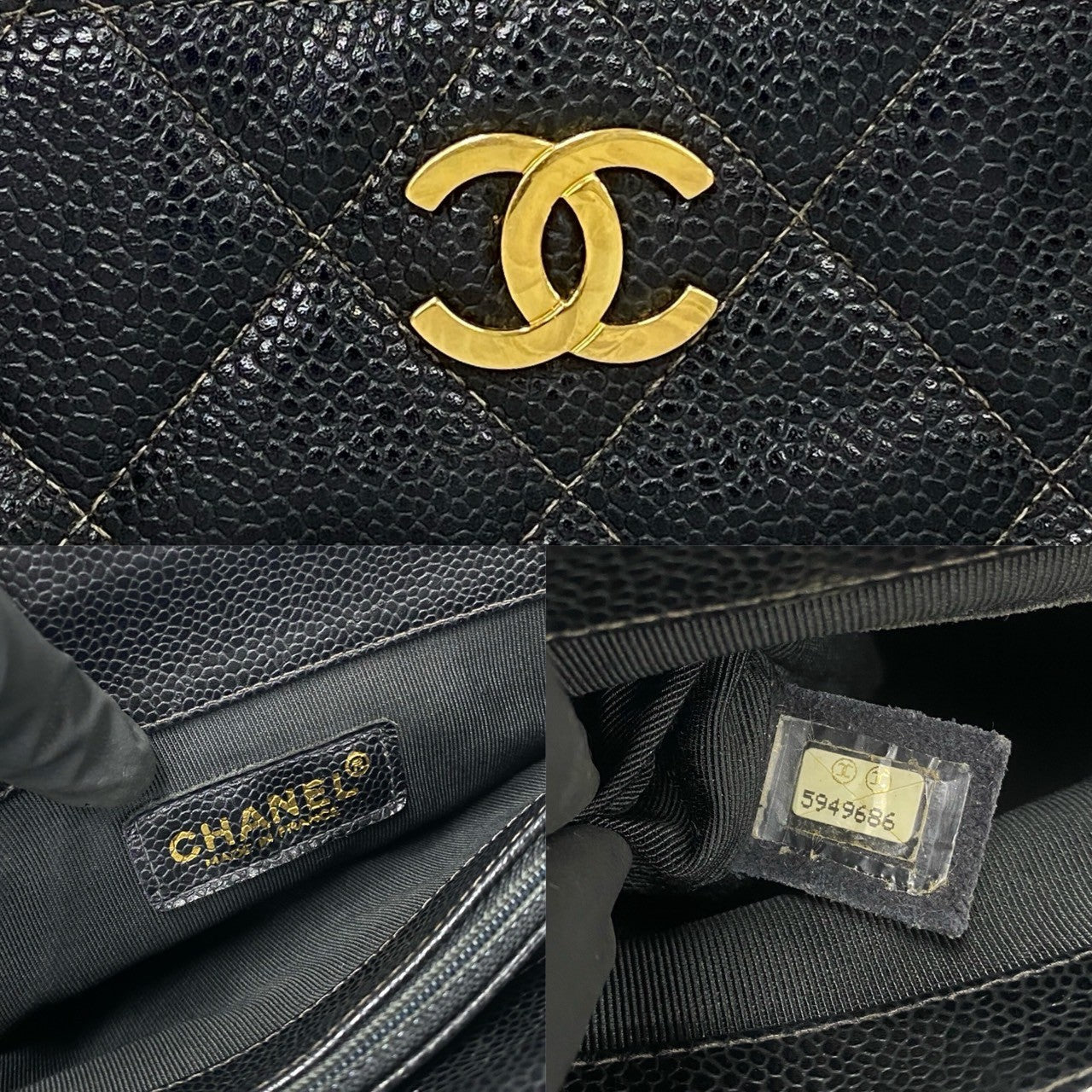 CHANEL Tote Bag Matt caviar skin black Matrasse