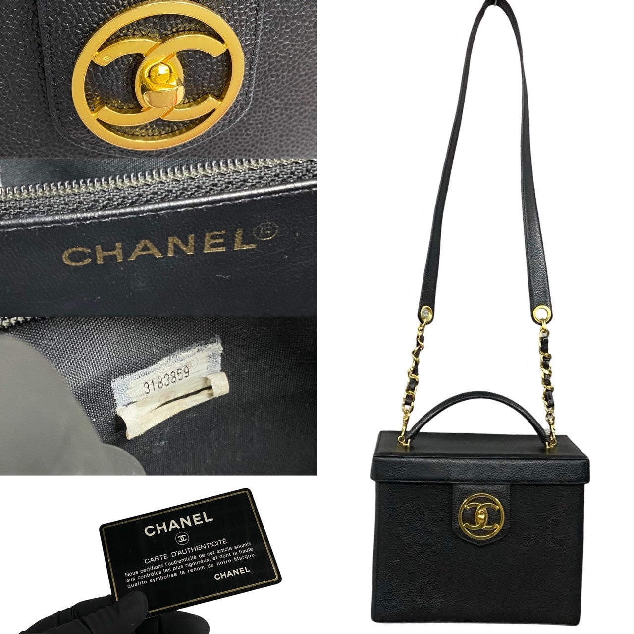 CHANEL Handbag Matt caviar skin black