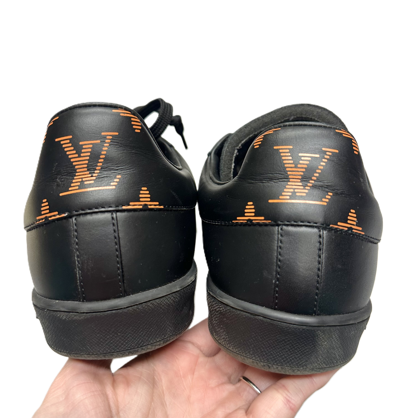 Shoes Luxury Designer By Louis Vuitton In Black & Orange, Size: 8.5