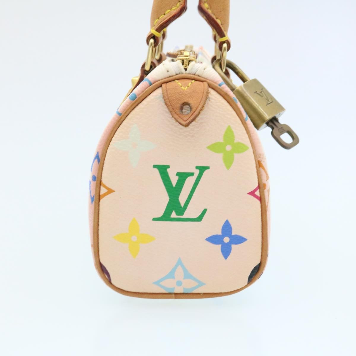 Louis Vuitton Monogram Multicolor Mini Speedy Hand Bag White M92645 Auth 25763