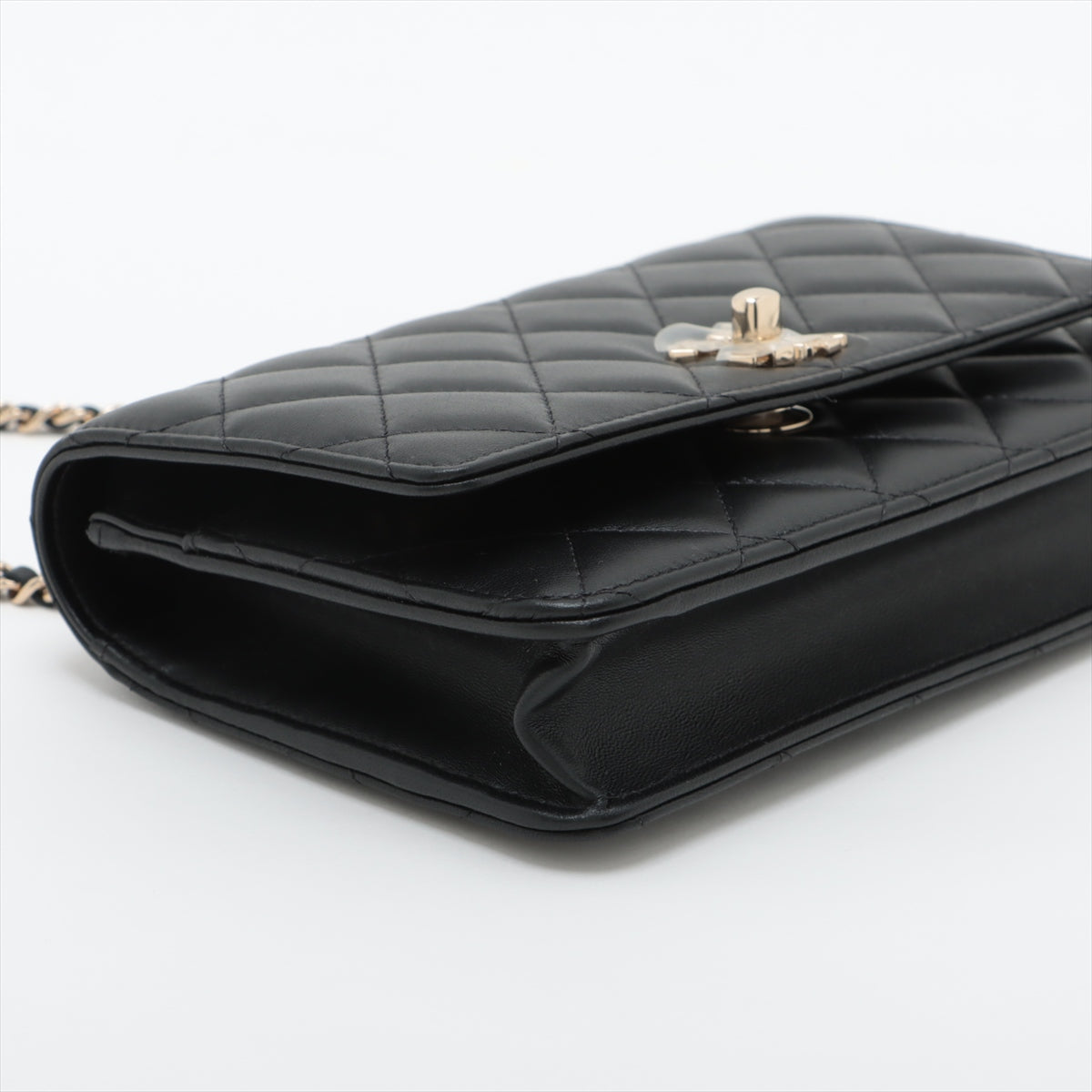 Chanel Lambskin Chain Wallet Top Handle Black G AP3796