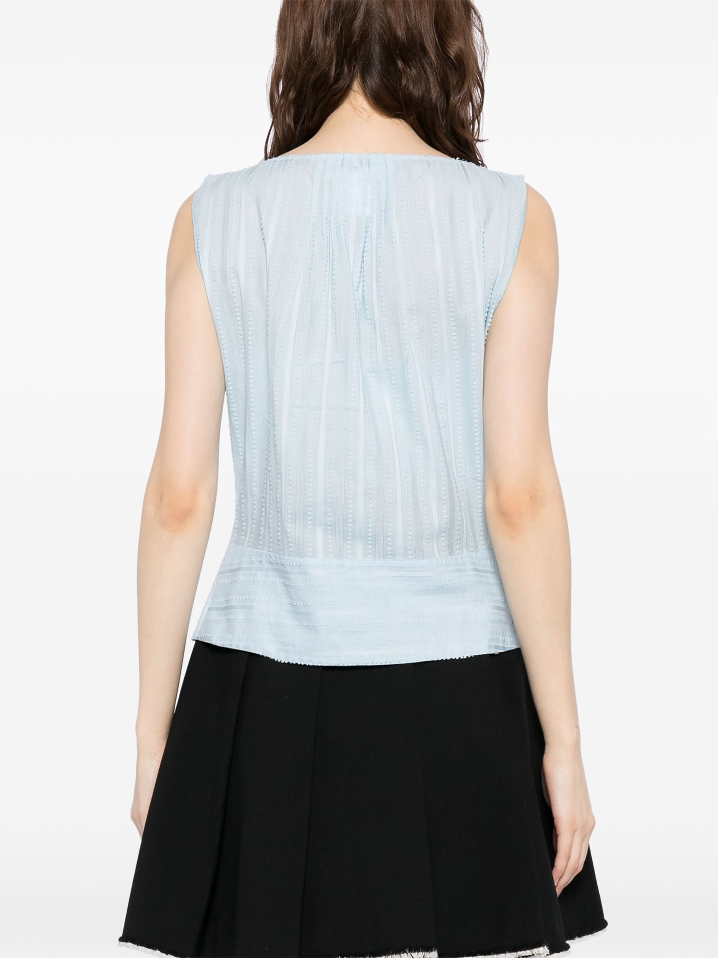 Blue Button-Up Sleeveless Shirt