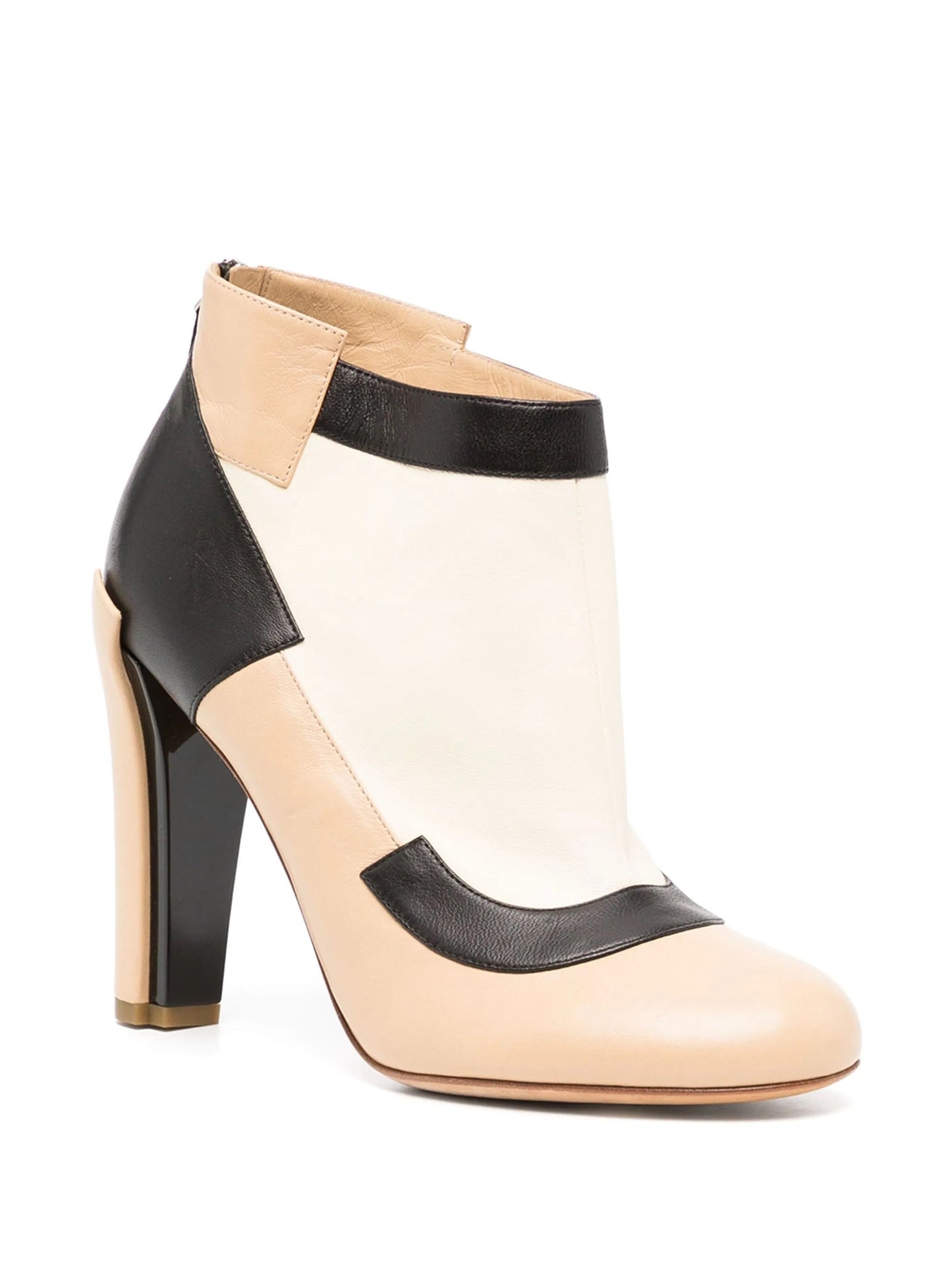 Colour Block Leather Ankle Boots