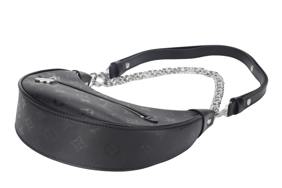 LOUIS VUITTON LOOP BLACK MONOGRAM SILKSCREEN PRINT (M11267) CALFSKIN SILVER HARDWARE WITH CHAIN , LEATHER STRAP, DUST COVER AND BOX