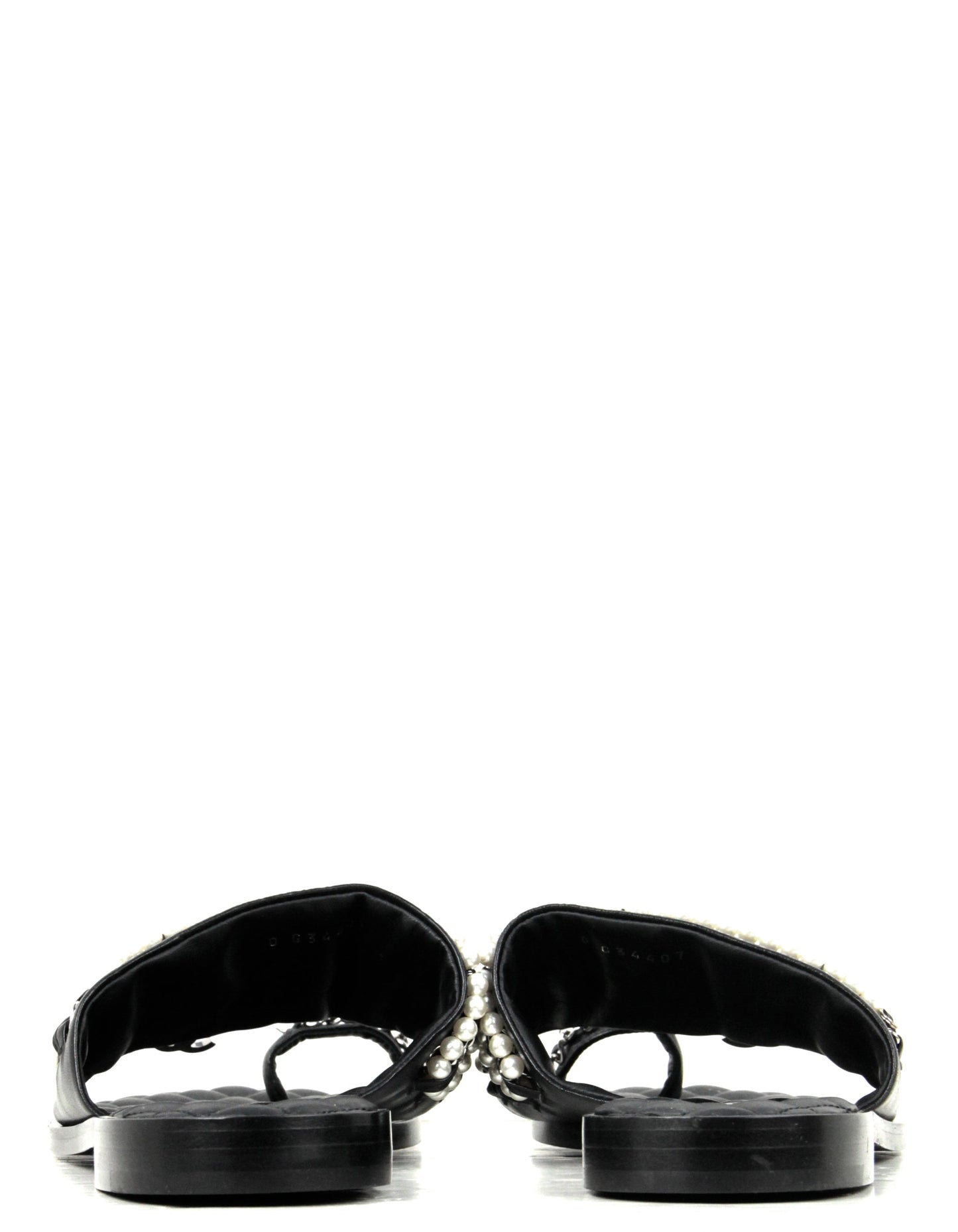 Chanel Pearl and Leather Laced Chain Sandals sz 39C