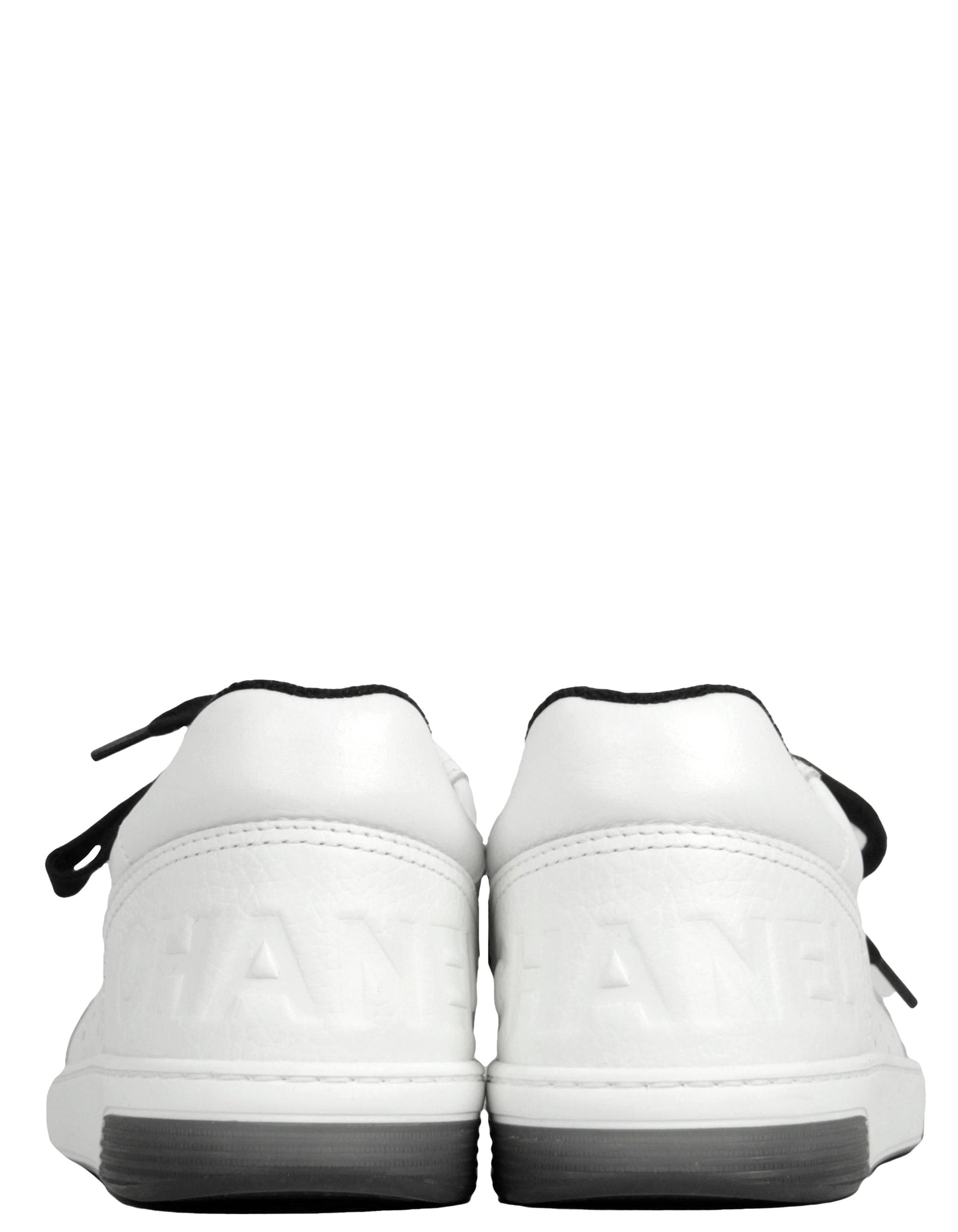 Chanel White/Black Leather Logo Sneakers sz 39