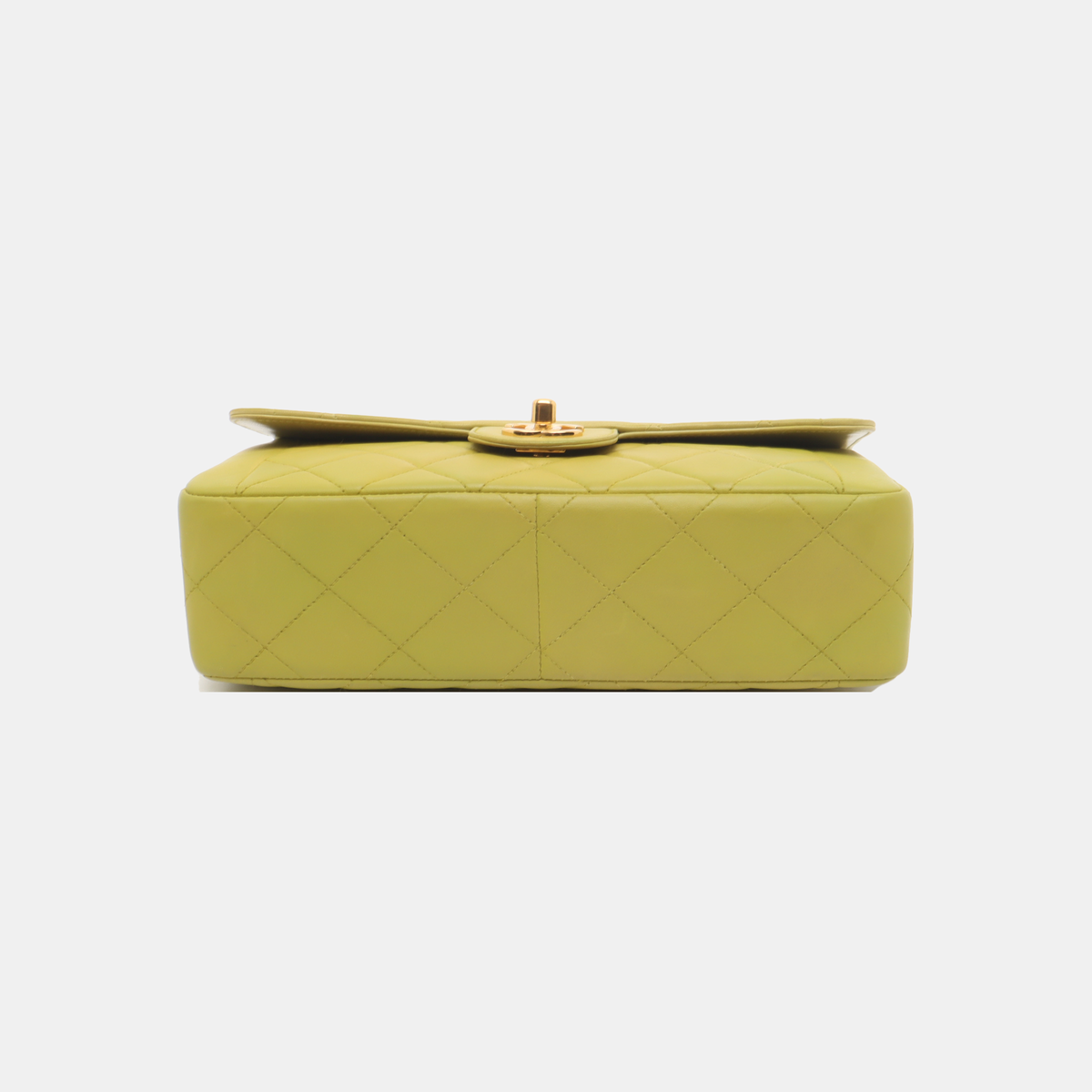 Chanel Classic Flap Vintage Light Yellow Green Lambskin Leather with 24k Gold Hardware 1996-97