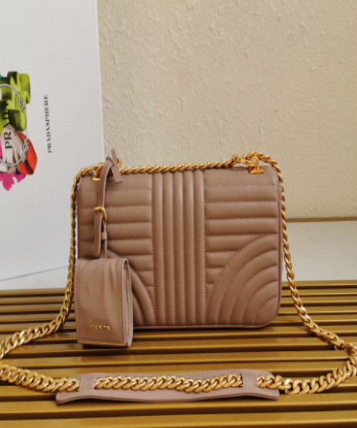 Prada Diagramme Medium Leather Bag Magnolia