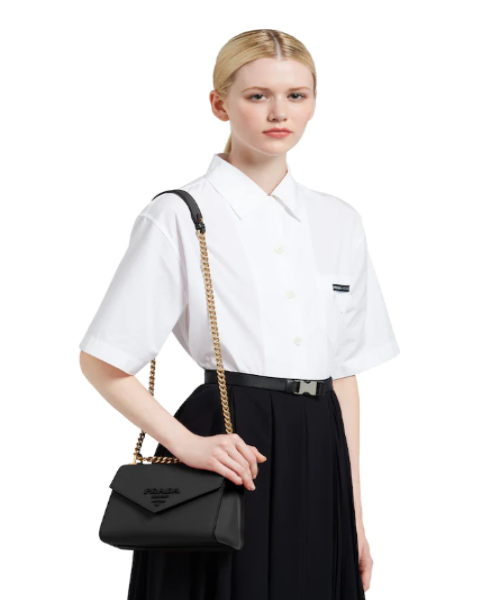 Prada Monochrome Saffiano Leather Bag Dark Grey
