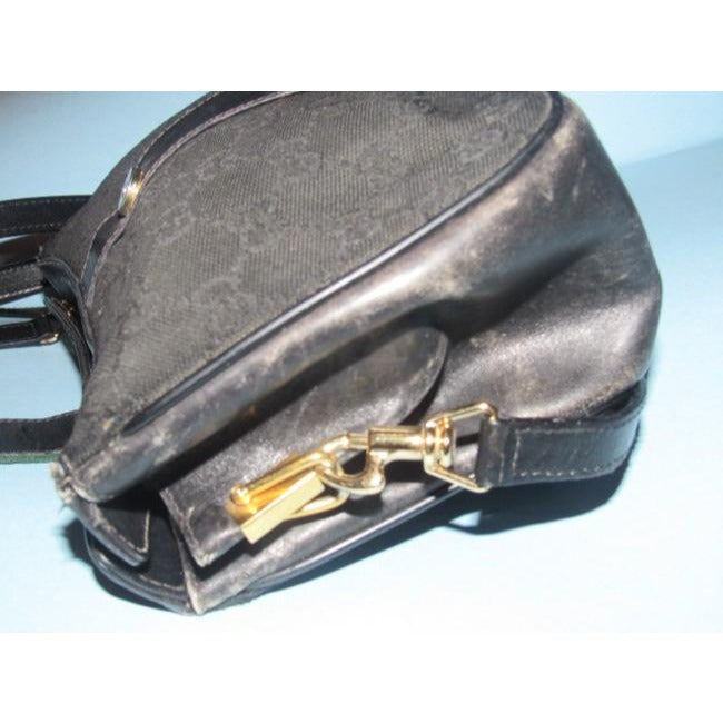 Gucci Guccissima Print Black Crossbody Shoulder Bag Leather Coated Canvas Top Flap Snap