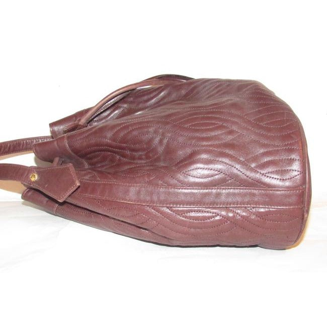 Fendi Brown Quilted Pasta Design Leather Bucket Bag