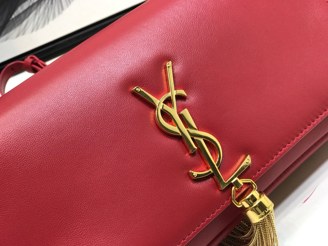Yves Saint Laurent Kate Tassel Small Shoulder Bag Red 10.2in/26cm