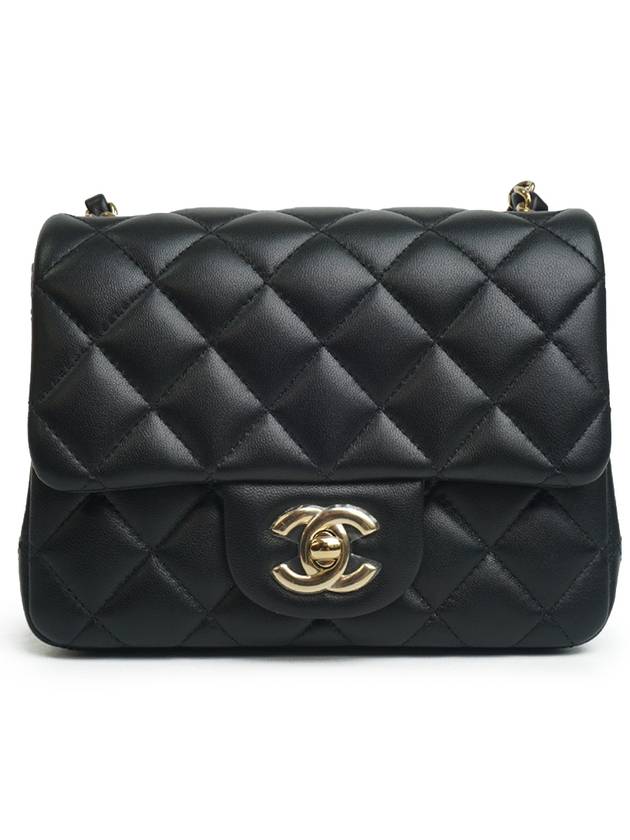Mini Flap Lambskin Cross Bag Light Black Chanel