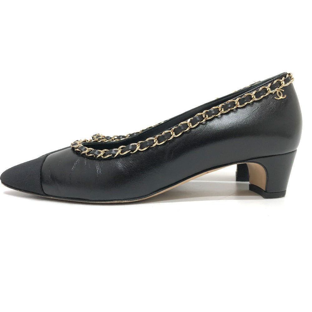 CHANEL pumps G35386 leather black 20C CC COCO Mark Chain 35 1/2