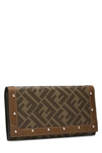 Fendi, Brown Coated Canvas Long Wallet, Brown
