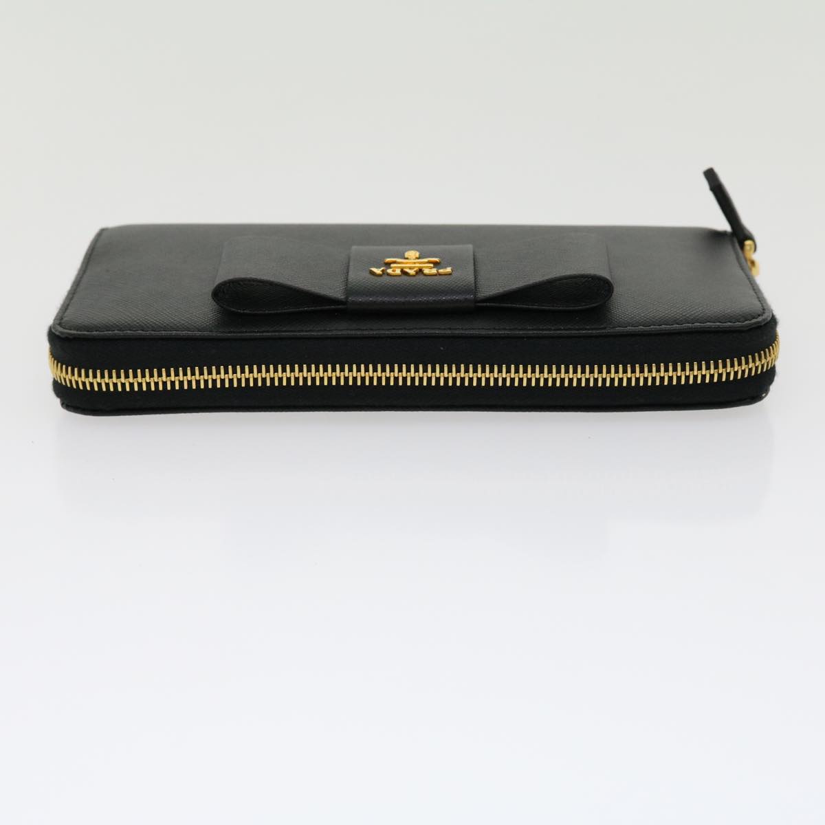 Prada Ribbon Long Wallet Safiano Leather Black 31055A