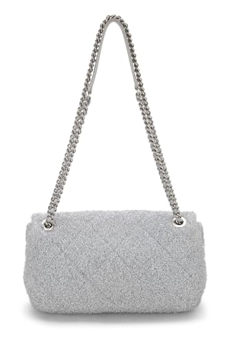 Chanel, Silver Knit Pluto Glitter Classic Flap Medium, Silver