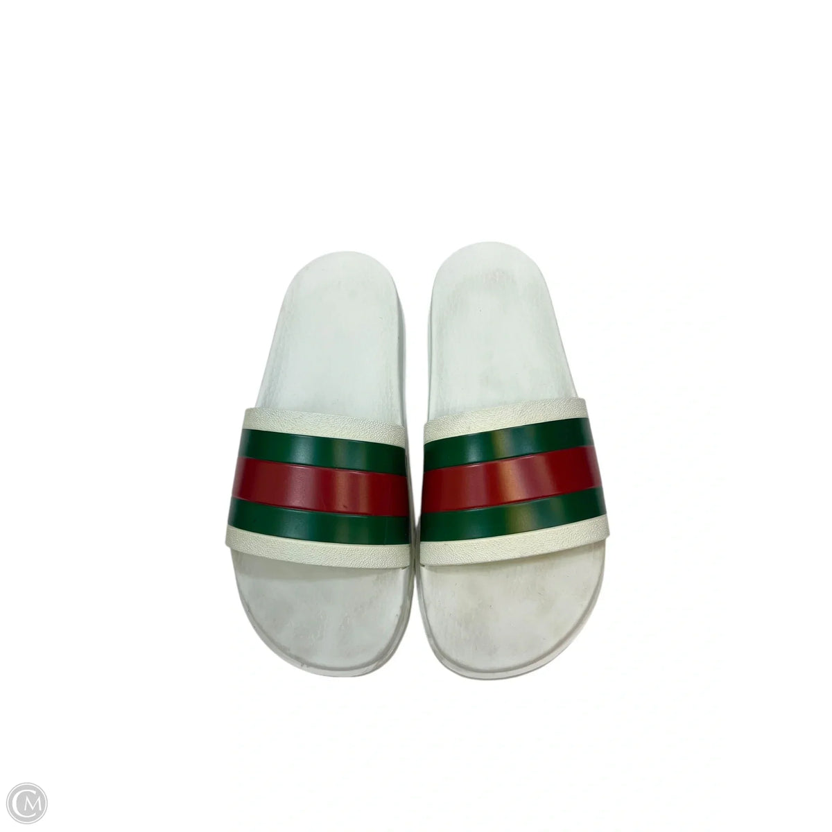 Sandals Designer By Gucci In Green & Red, Size: 9