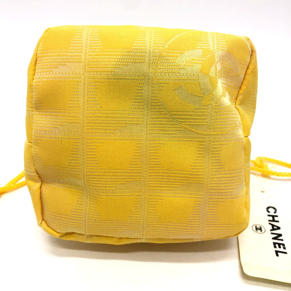 CHANEL Pouch A14355 canvas yellow New Travel Line Drawstring Makeup Case