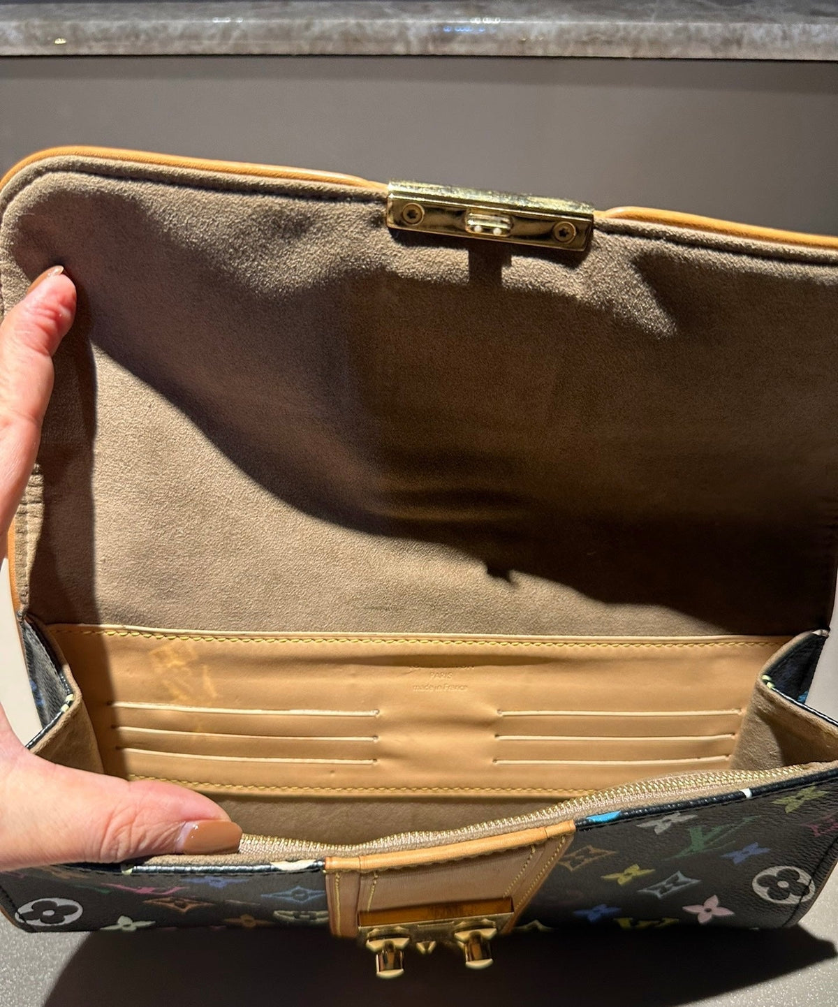 Louis vuitton black multicolor monogram courtney clutch