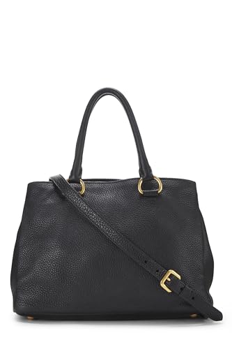 Prada, Black Vitello Daino Convertible Tote, Black