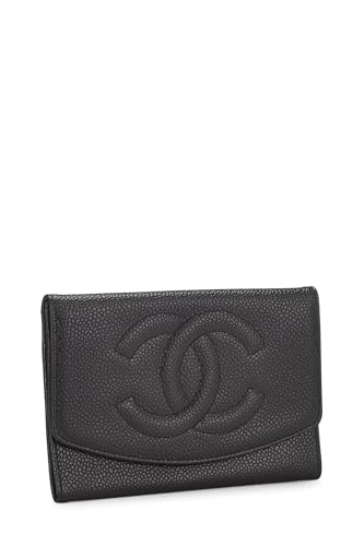 Chanel, Black Caviar Timeless 'CC' Compact Wallet, Black