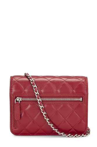 Chanel, Red Quilted Lambskin Classic Wallet On Chain (WOC) Mini, Red