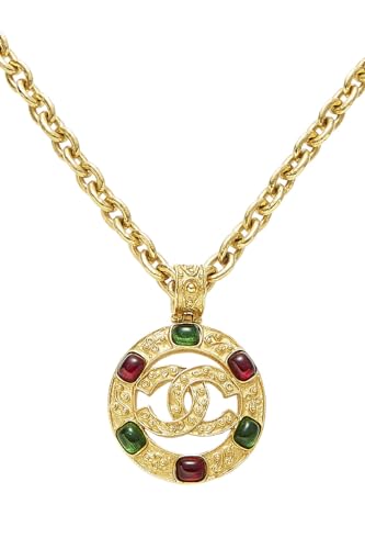 Chanel, Gold Filigree Multicolor Gripoix Necklace Large, Gold