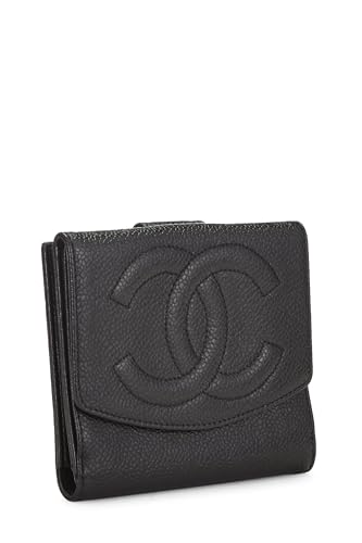 Chanel, Black Caviar Timeless 'CC' Compact Wallet, Black
