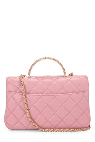Chanel, Pink Quilted Lambskin Top Handle Rectangular Flap Small, Pink