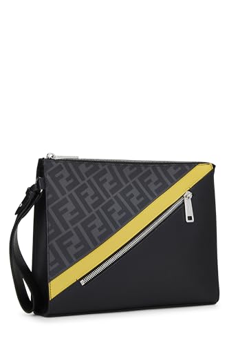 Fendi, Black Zucca Coated Canvas Clutch, Black