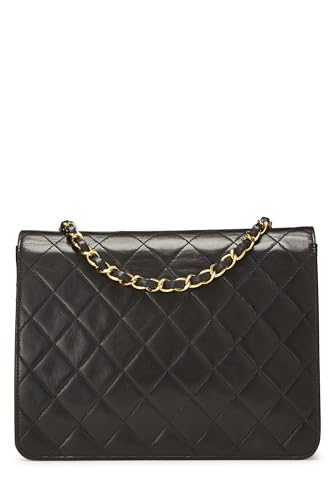 Chanel, Black Quilted Lambskin Half Flap Small, Black