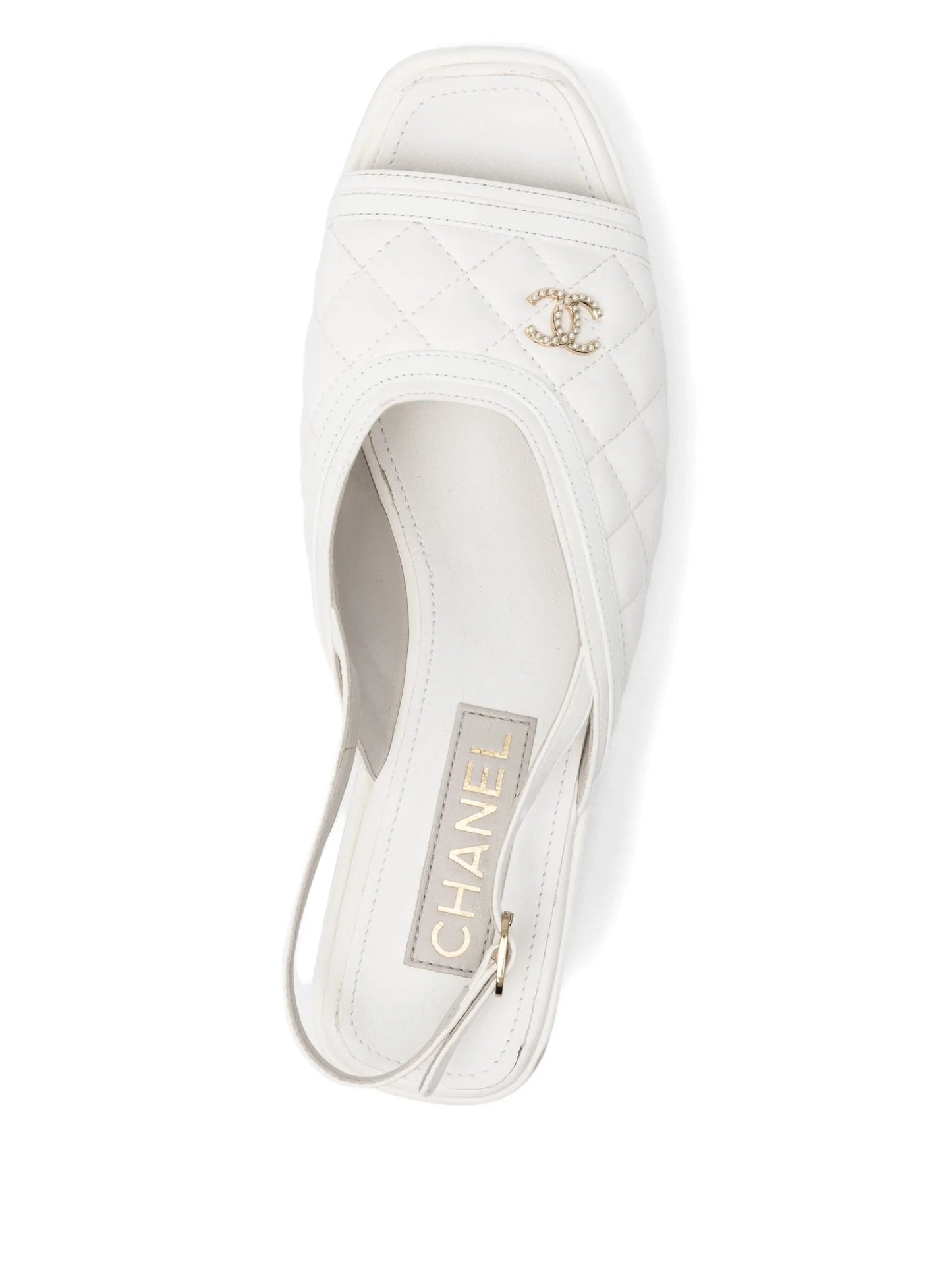 White Matelassé Platform Sandals