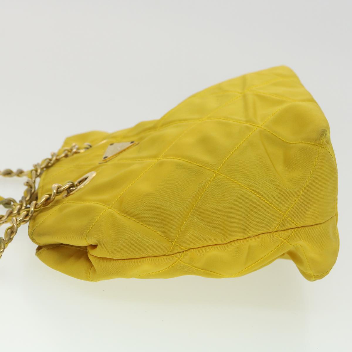 Prada Nylon Quilted Chain Shoulder Bag Yellow 34271
