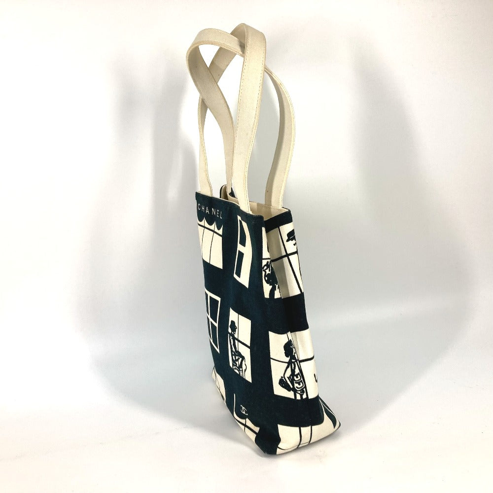 CHANEL Tote Bag Canvas / leather black window Women Used