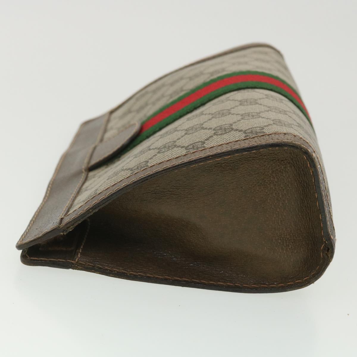 GUCCI GG Canvas Web Sherry Line Clutch Bag Beige Red Green 010.378 36471