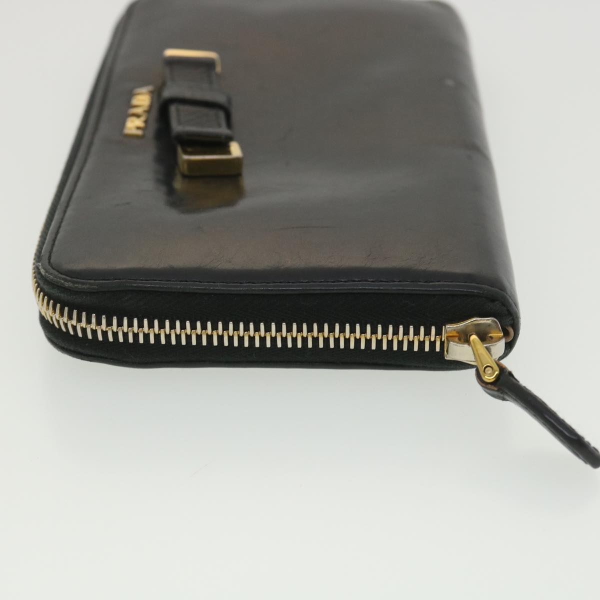 Prada Long Wallet Leather Black 37991