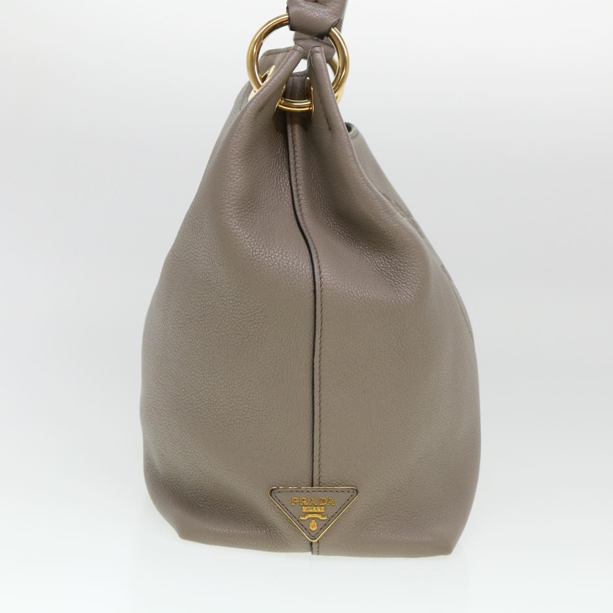 Prada Shoulder Bag Buffalo Leather Goat Fur Gray 38439A