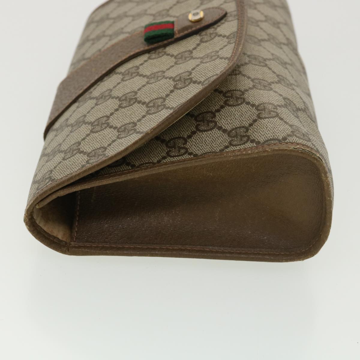 GUCCI GG Canvas Web Sherry Line Clutch Bag Beige Red Green 89.01.030 39241