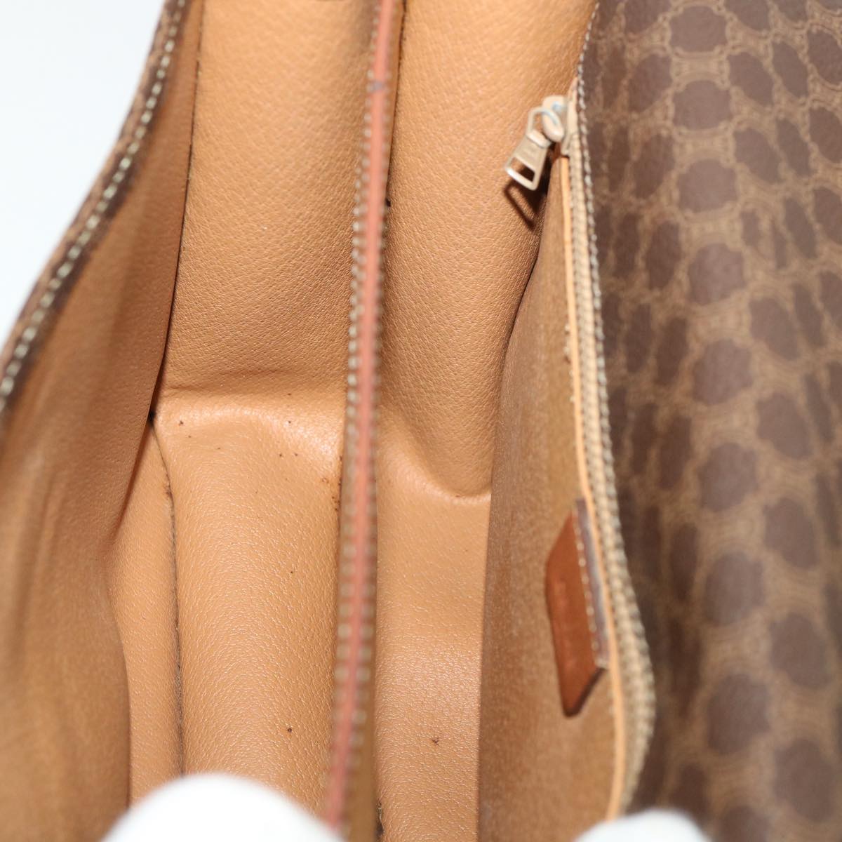 Celine Macadam Canvas Shoulder Bag PVC Leather Brown 39968
