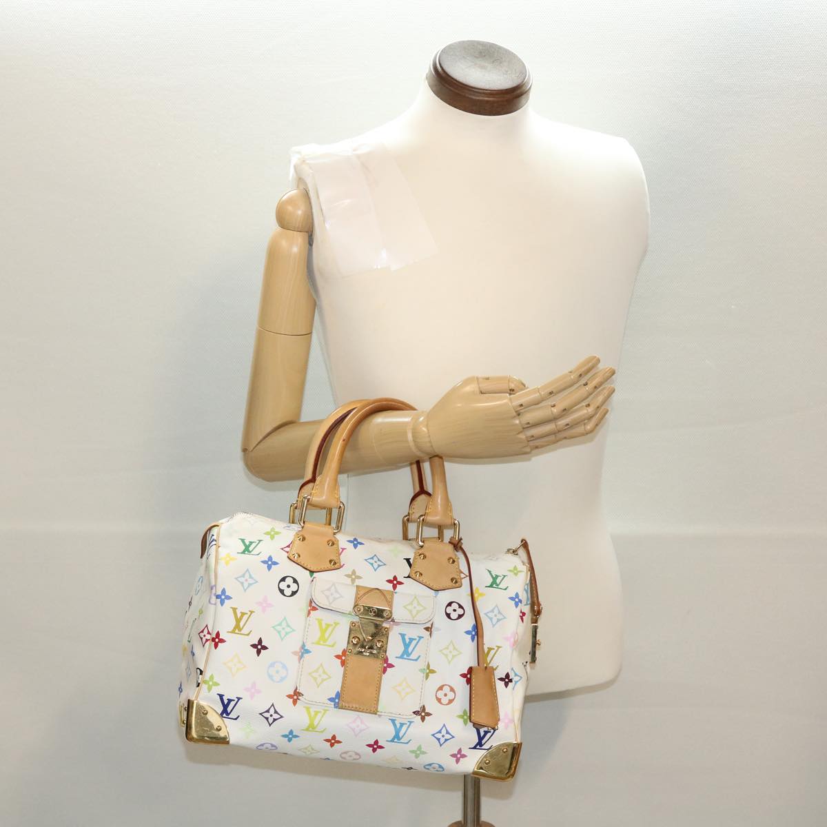 LOUIS VUITTON Monogram Multicolor Speedy 30 Hand Bag White M92643 LV 39979A