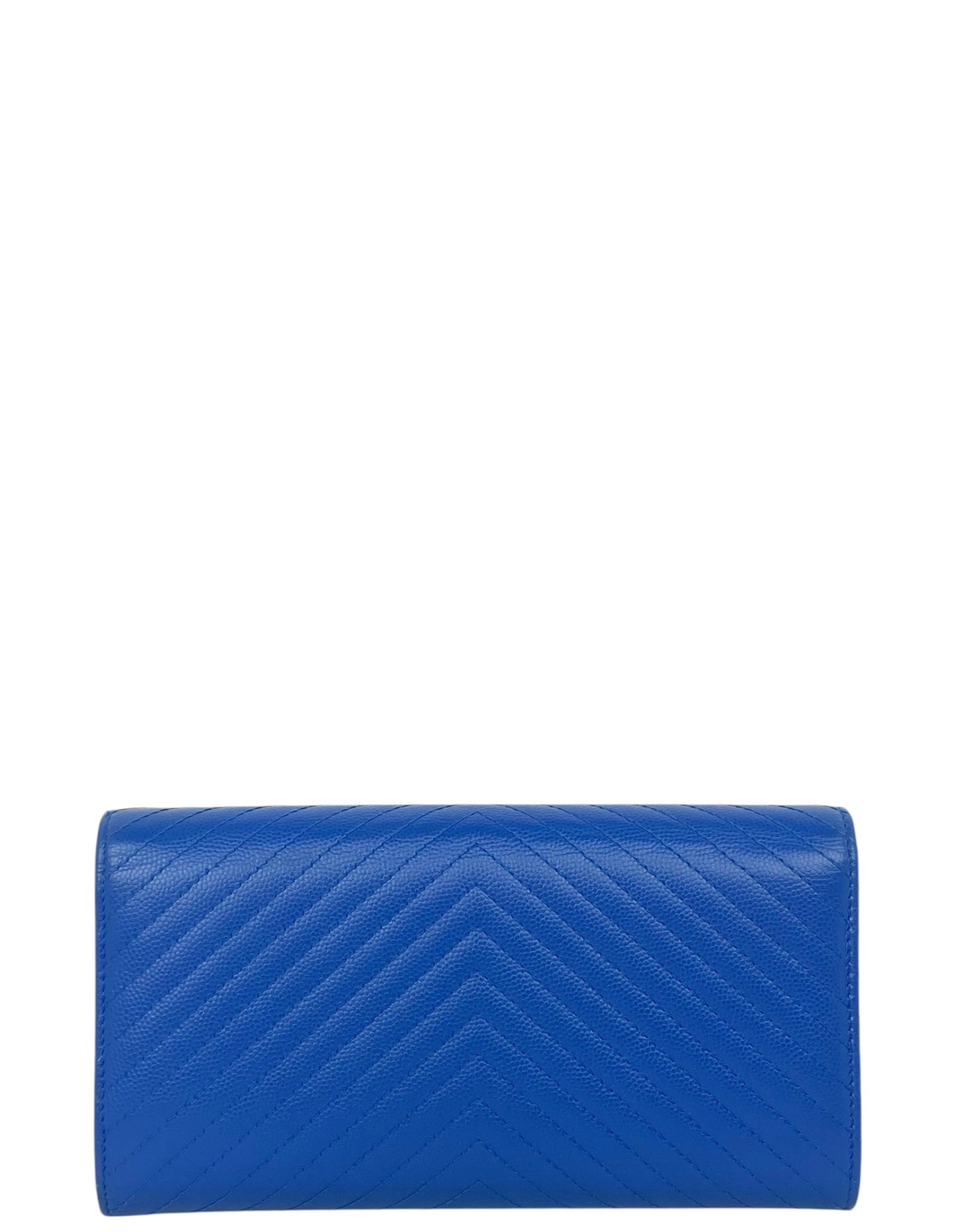 Chanel Blue Chevron CC Classic Flap Wallet